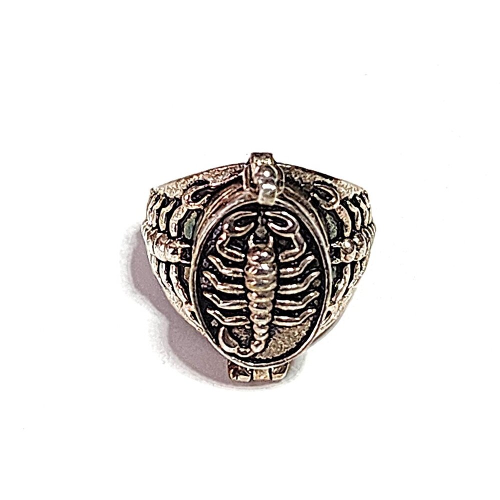Scorpion silver locket ring